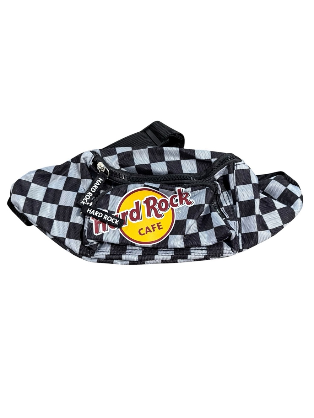 Vintage Hard Rock Cafe Black & White Checkered Belt Bag Fanny Pack